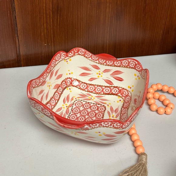 Temp-tations Old World Cranberry Ceramic Square Bowl - Picture 3 of 9